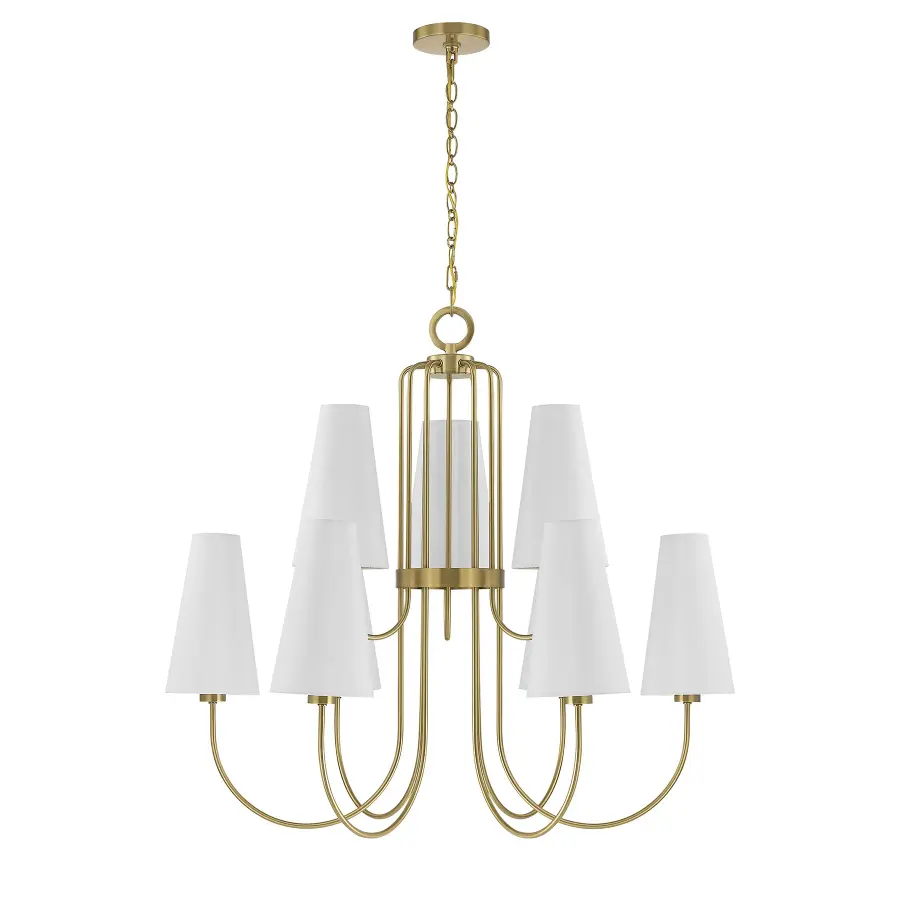 Wilkes 9-Light Chandelier in Warm Brass by Dann Foley - Image 2