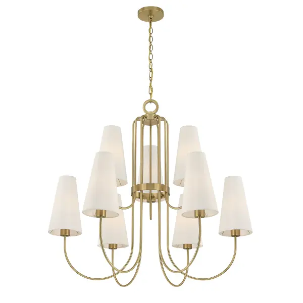 Wilkes 9-Light Chandelier in Warm Brass by Dann Foley - Image 3