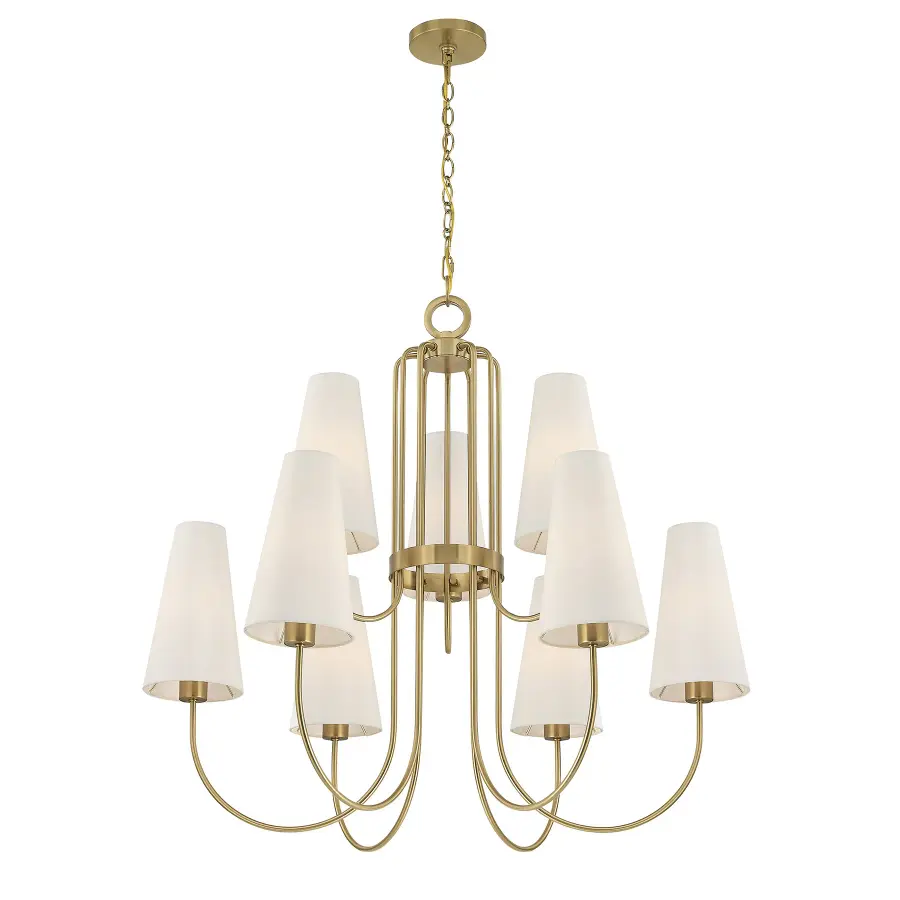 Wilkes 9-Light Chandelier in Warm Brass by Dann Foley - Image 3