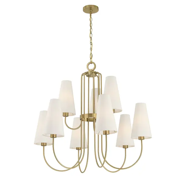 Wilkes 9-Light Chandelier in Warm Brass by Dann Foley - Image 4