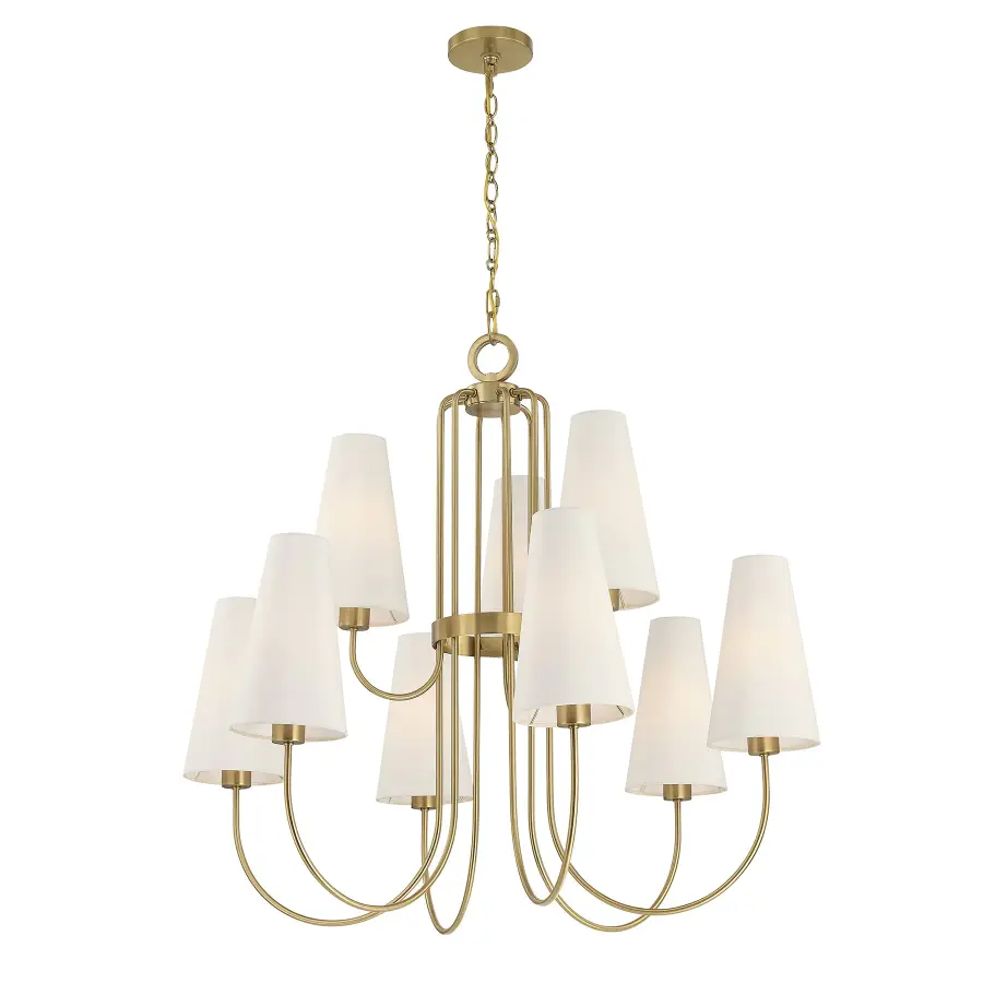 Wilkes 9-Light Chandelier in Warm Brass by Dann Foley - Image 4