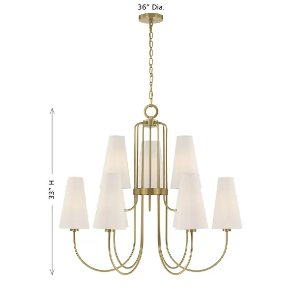 Wilkes 9-Light Chandelier in Warm Brass by Dann Foley - Image 7