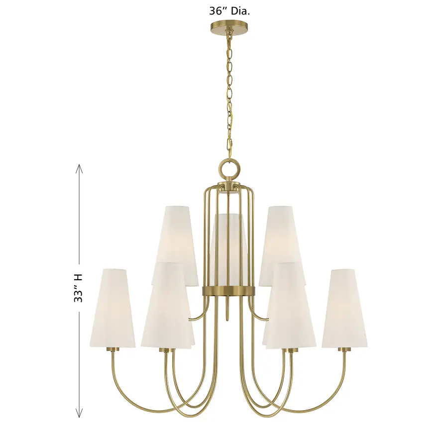 Wilkes 9-Light Chandelier in Warm Brass by Dann Foley - Image 7