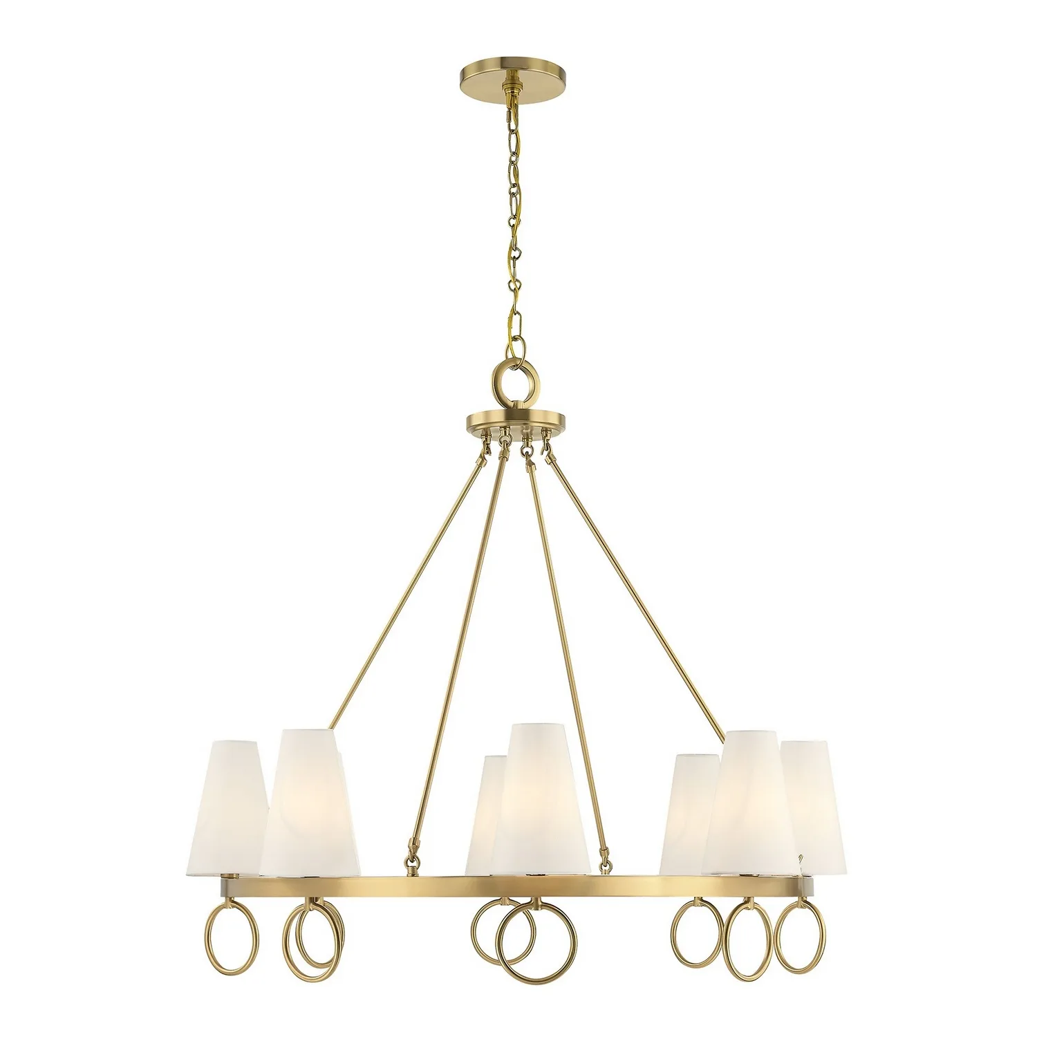 Wilkes Eight Light Chandelier in Warm Brass