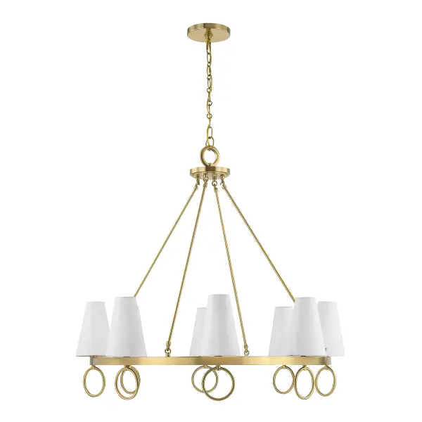 Wilkes 8-Light Chandelier in Warm Brass by Dann Foley - alternate view