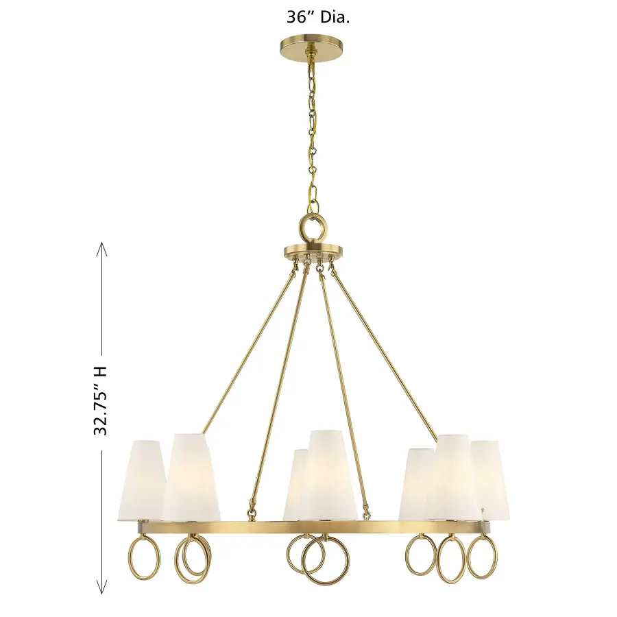 Wilkes 8-Light Chandelier in Warm Brass by Dann Foley - Image 8