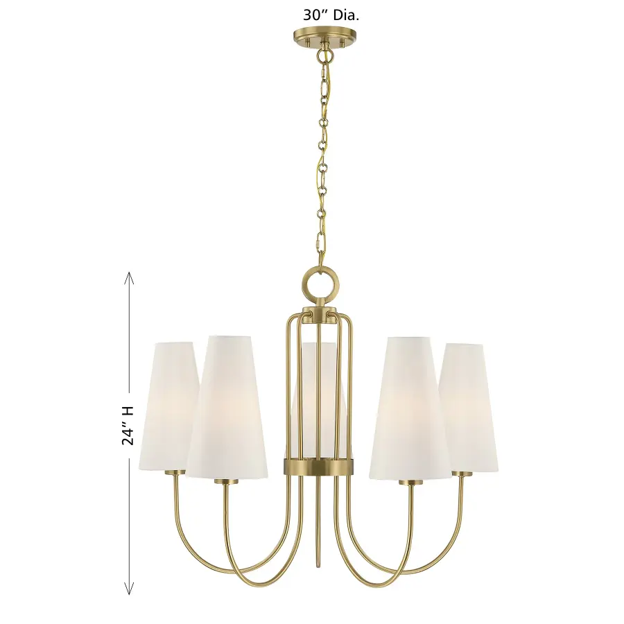 Wilkes 5-Light Chandelier in Warm Brass by Dann Foley - Image 7