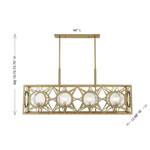 Balfour 8-Light Linear Chandelier in Warm Brass - Image 8