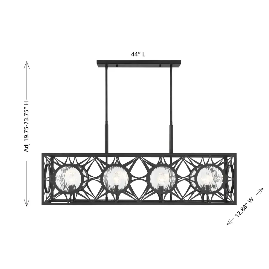 Balfour 8-Light Linear Chandelier in Matte Black - Image 8