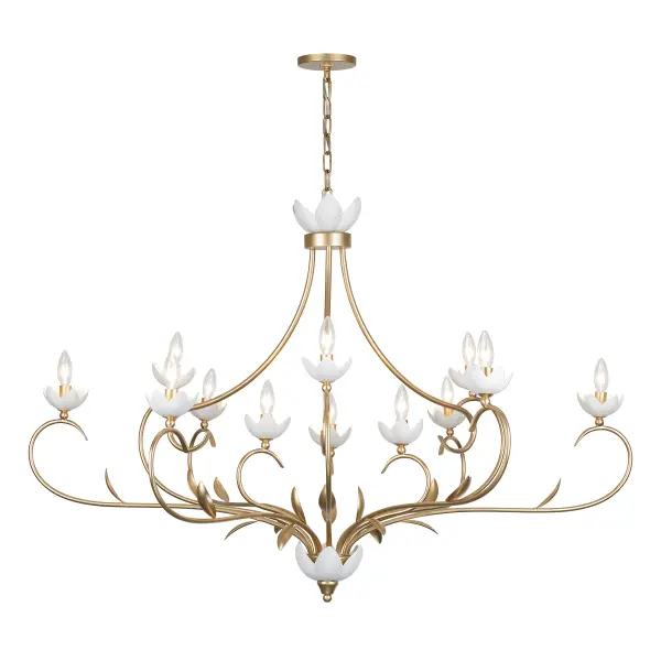 Muse 12-Light Chandelier in French Gold and White Cashmere by Breegan Jane - Image 1