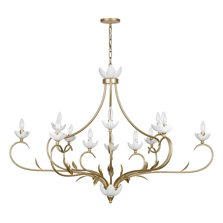 Muse 12-Light Chandelier in French Gold and White Cashmere by Breegan Jane - Image 2