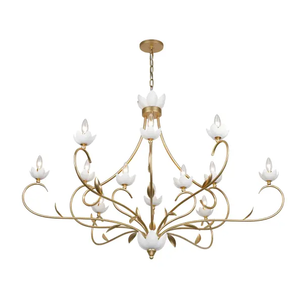 Muse 12-Light Chandelier in French Gold and White Cashmere by Breegan Jane - Image 4