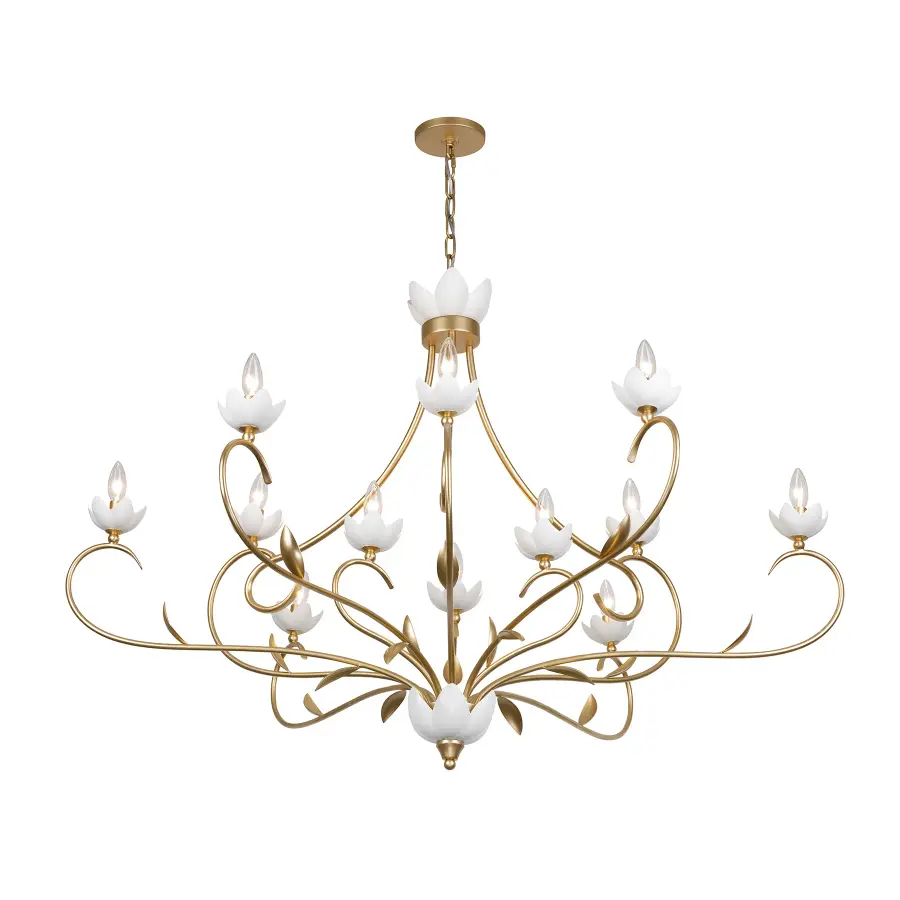 Muse 12-Light Chandelier in French Gold and White Cashmere by Breegan Jane - Image 4