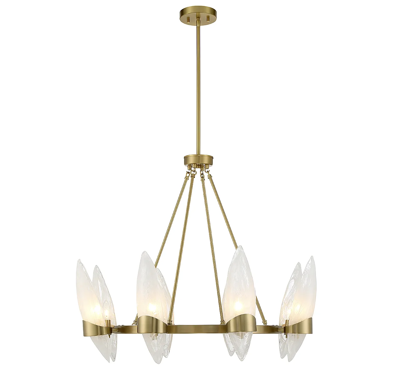 Nouvel Eight Light Chandelier in Warm Brass