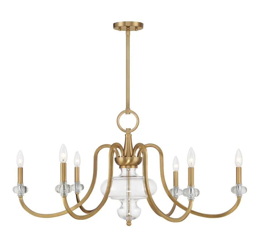 Bergdorf 6-Light Chandelier in Warm Brass - Image 1