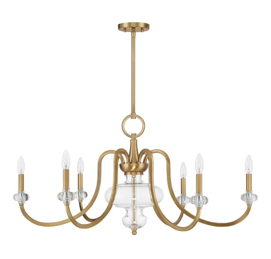 Bergdorf 6-Light Chandelier in Warm Brass - Image 2