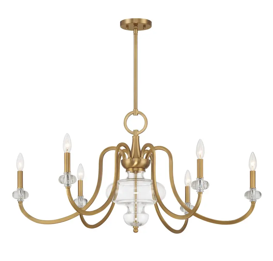 Bergdorf 6-Light Chandelier in Warm Brass - Image 3