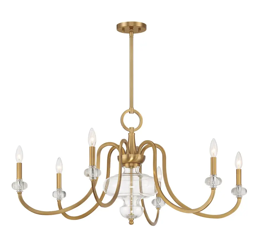 Bergdorf 6-Light Chandelier in Warm Brass - Image 5