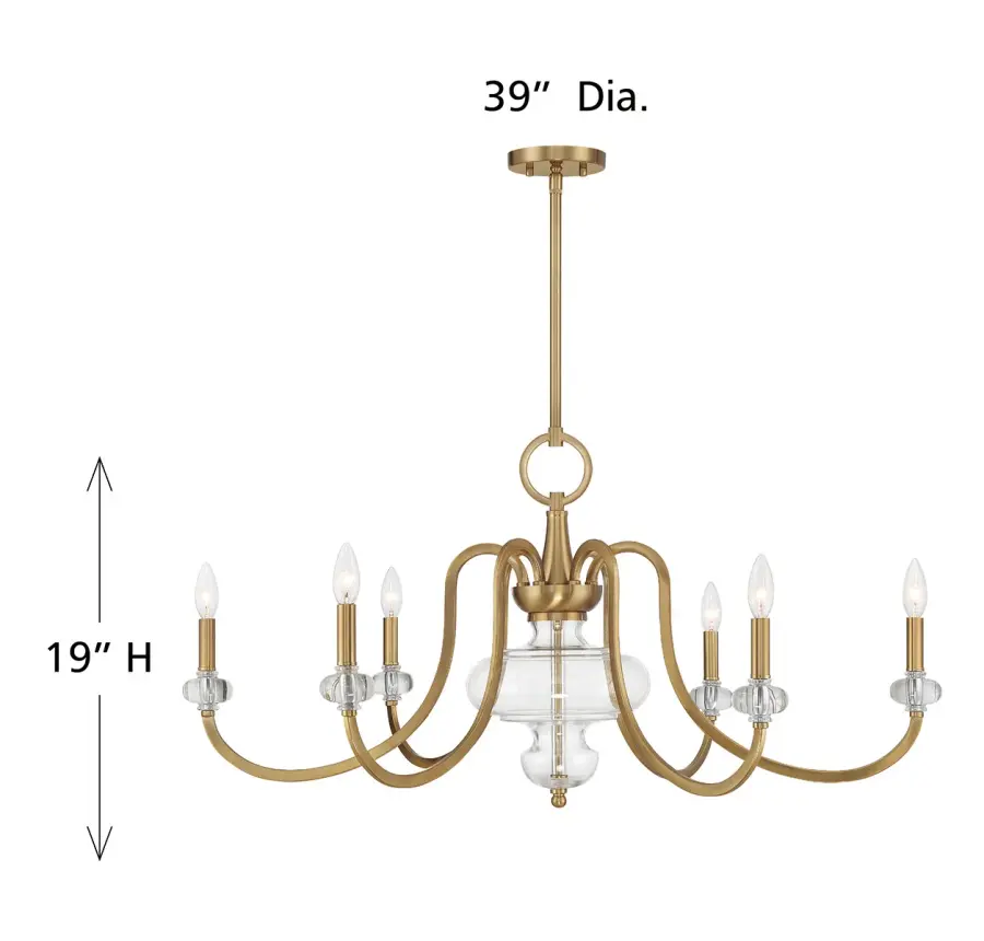 Bergdorf 6-Light Chandelier in Warm Brass - Image 7