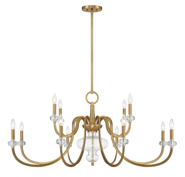 Bergdorf 12-Light Chandelier in Warm Brass - Image 1