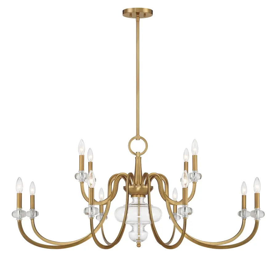 Bergdorf 12-Light Chandelier in Warm Brass - Image 1