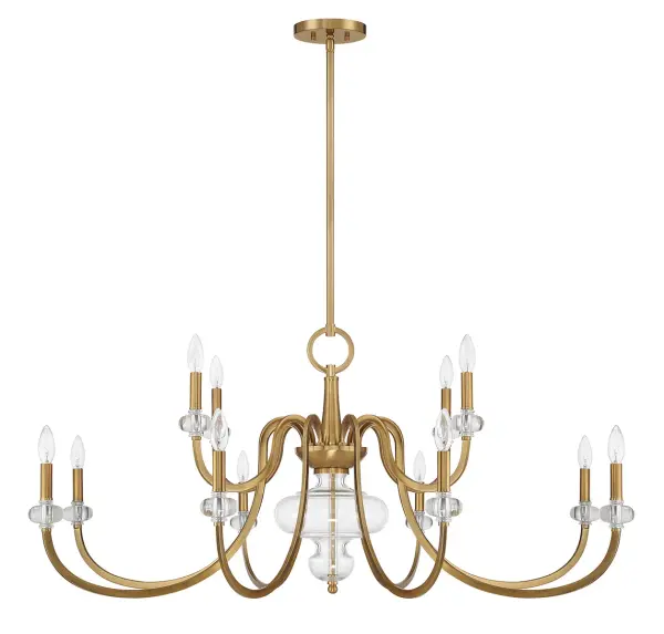 Bergdorf 12-Light Chandelier in Warm Brass - Image 2