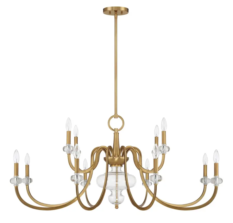 Bergdorf 12-Light Chandelier in Warm Brass - Image 2