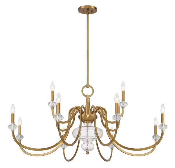 Bergdorf 12-Light Chandelier in Warm Brass - Image 3