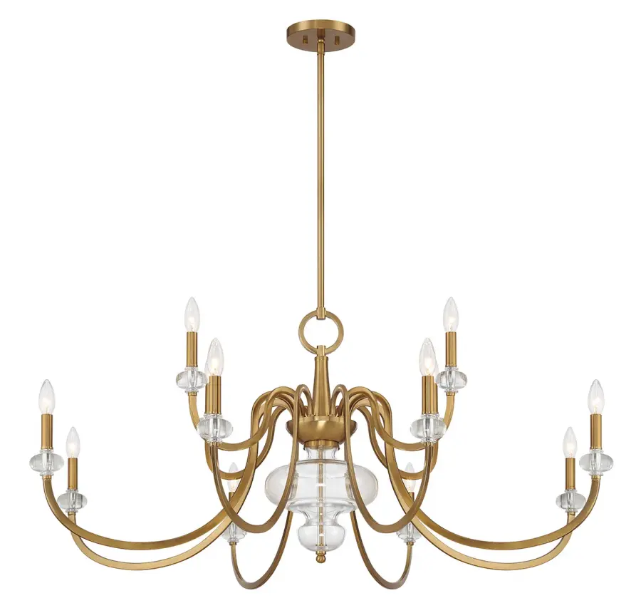 Bergdorf 12-Light Chandelier in Warm Brass - Image 3