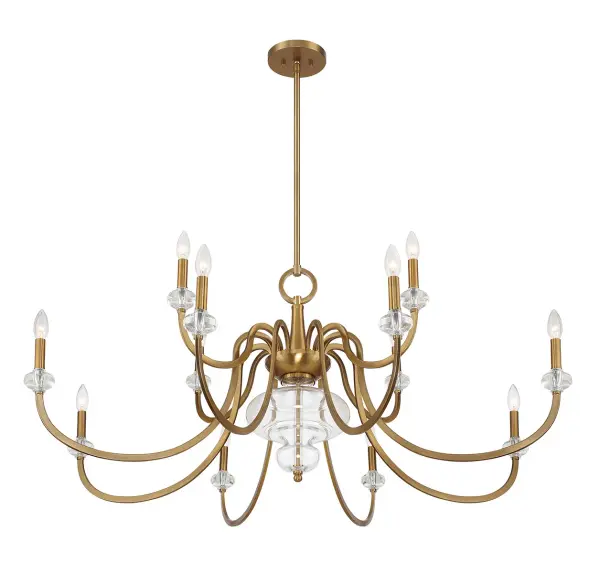 Bergdorf 12-Light Chandelier in Warm Brass - Image 4