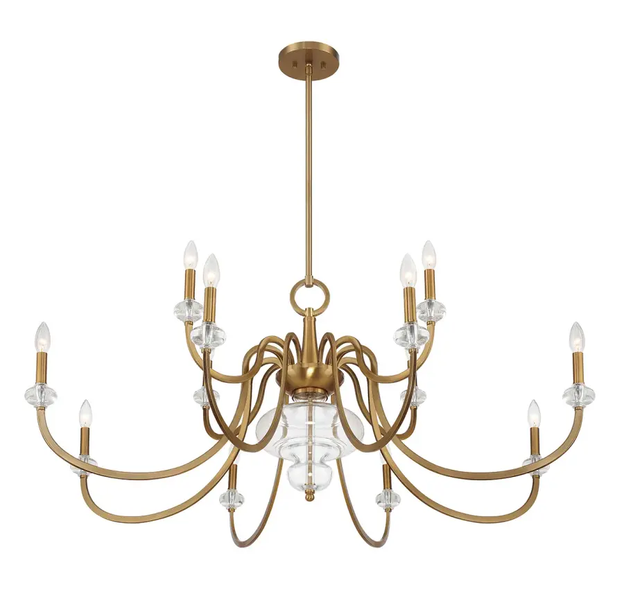 Bergdorf 12-Light Chandelier in Warm Brass - Image 4