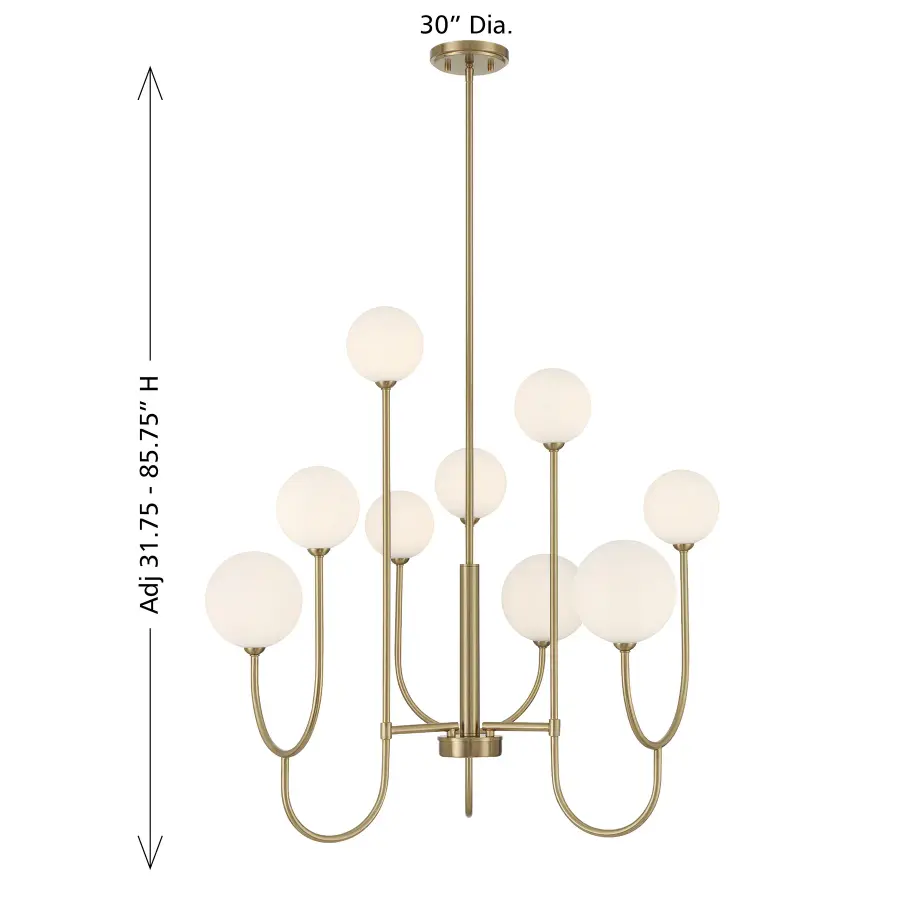 Chester 9-Light Chandelier in Noble Brass - Image 8