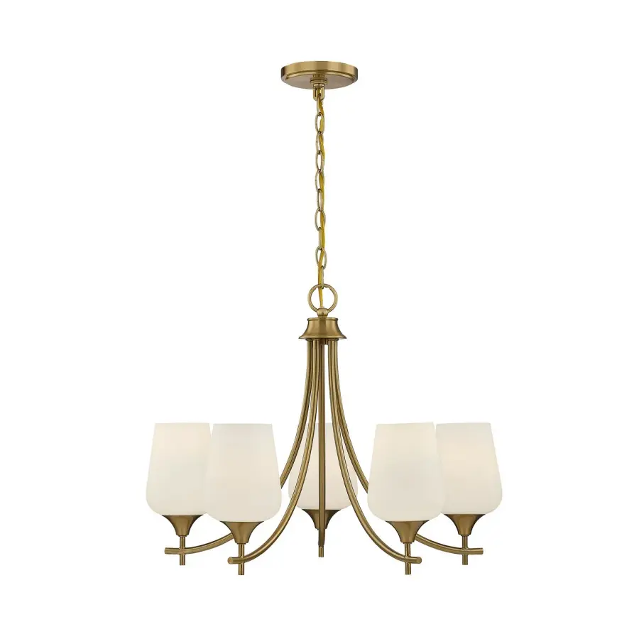 Octave Five Light Chandelier in Warm Brass - Image 1