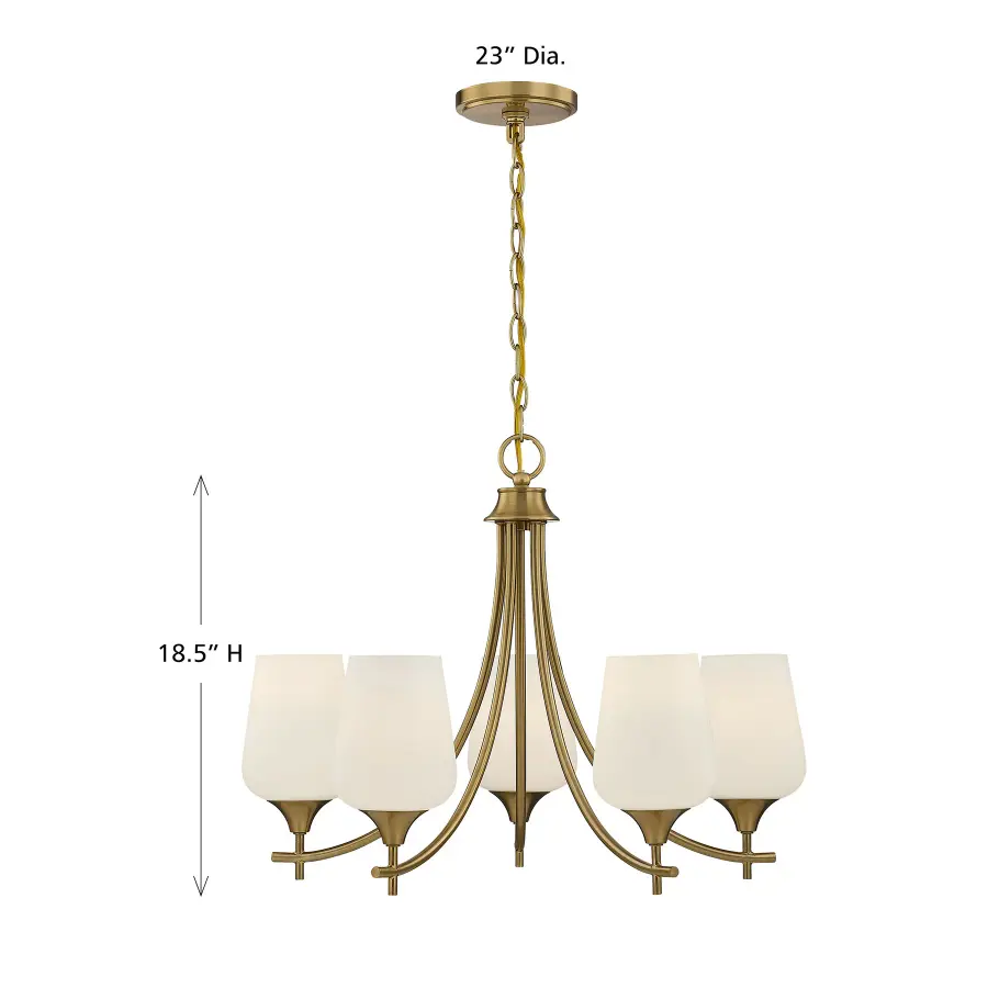 Octave 5-Light Chandelier in Warm Brass - Image 8