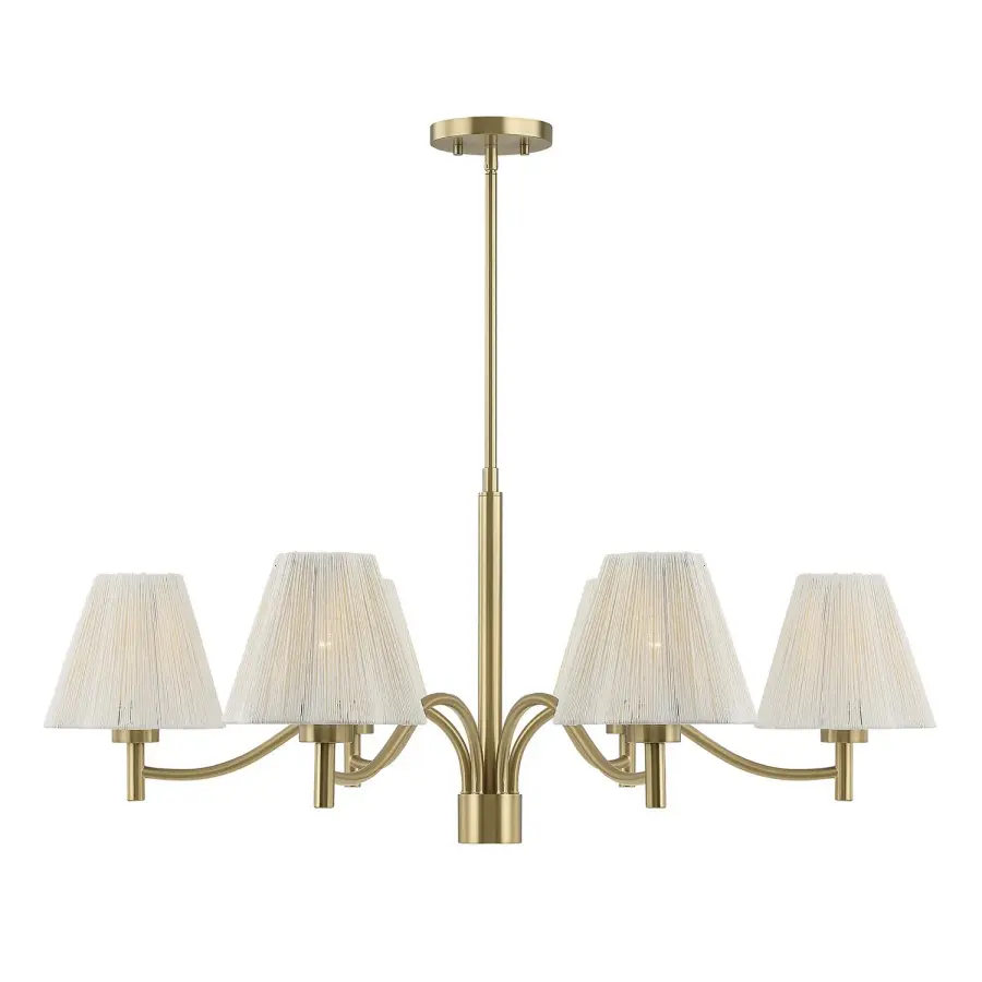 Rosa Six Light Chandelier in Noble Brass - Image 1