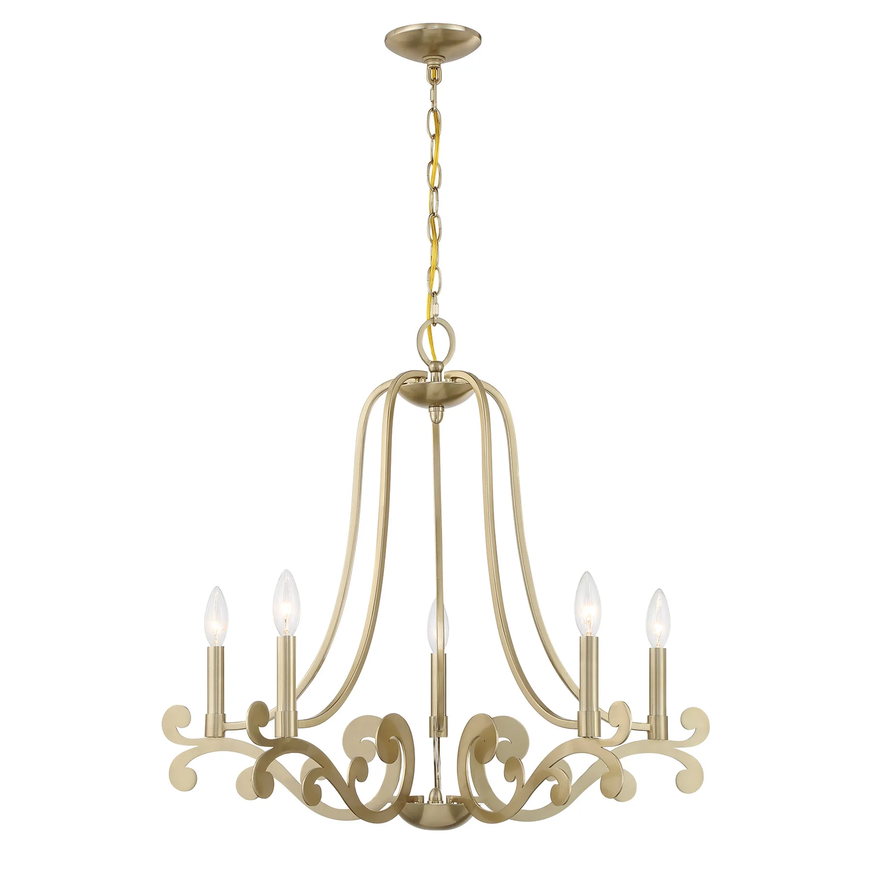 Lombard Five Light Chandelier in Noble Brass