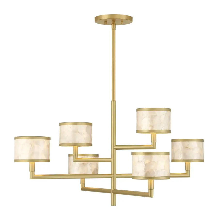 Mariquita Six Light Chandelier in Spun Gold - Image 1