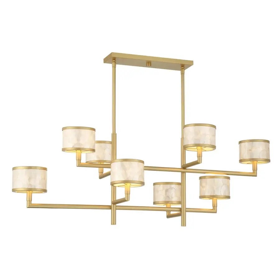 Mariquita Eight Light Linear Chandelier in Spun Gold - Image 1