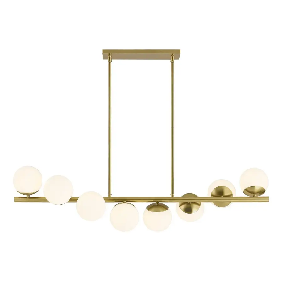 Turin Eight Light Linear Chandelier in Warm Brass - Image 1