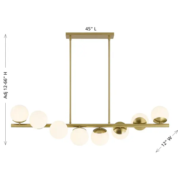 Turin 8-Light Linear Chandelier in Warm Brass by Dann Foley - Image 8