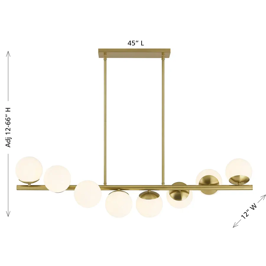 Turin 8-Light Linear Chandelier in Warm Brass by Dann Foley - Image 8