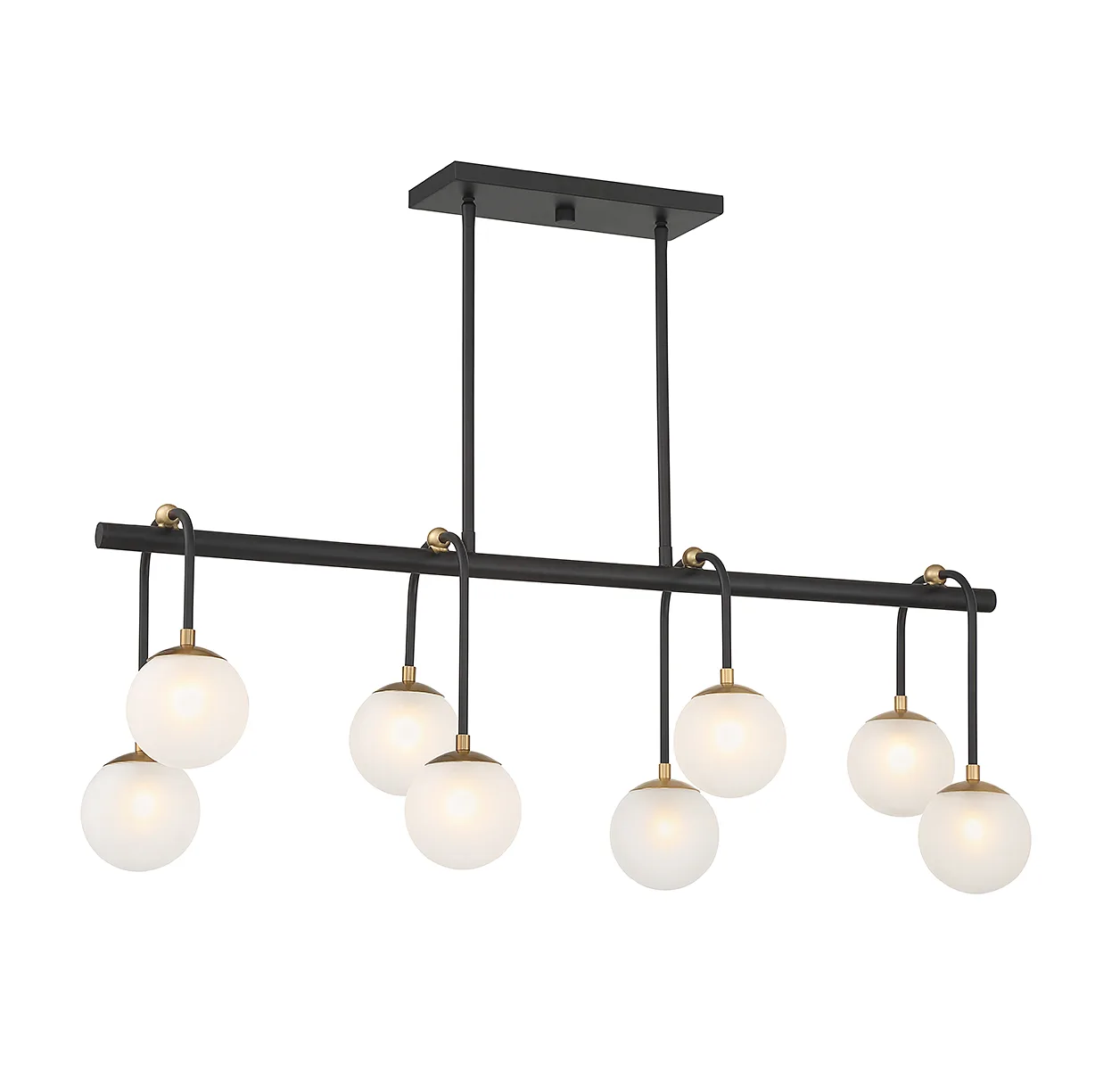 Couplet 8-Light Linear Chandelier in Matte Black with Warm Brass