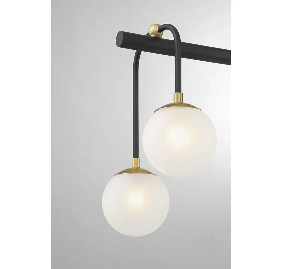 Couplet 8-Light Linear Chandelier in Matte Black with Warm Brass Accents - Image 6