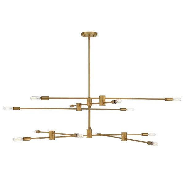 The Lyrique brings architectural drama with its 54-inch span and adjustable arms that let you customize the configuration. The warm brass finish adds sophisticated warmth while the open geometric structure keeps it contemporary and airy. - alternate view
