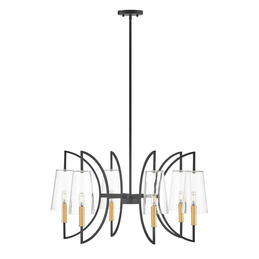 Hanley 6-Light Chandelier in Matte Black and Warm Brass - Image 1