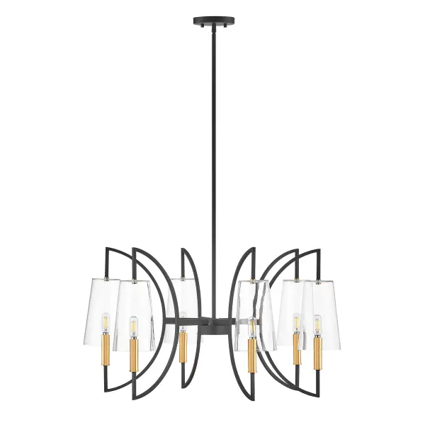 Hanley 6-Light Chandelier in Matte Black and Warm Brass - alternate view