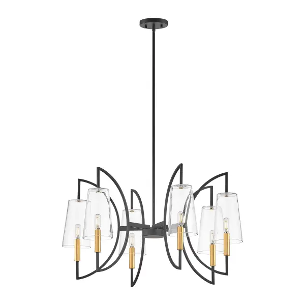 Hanley 6-Light Chandelier in Matte Black and Warm Brass - Image 3