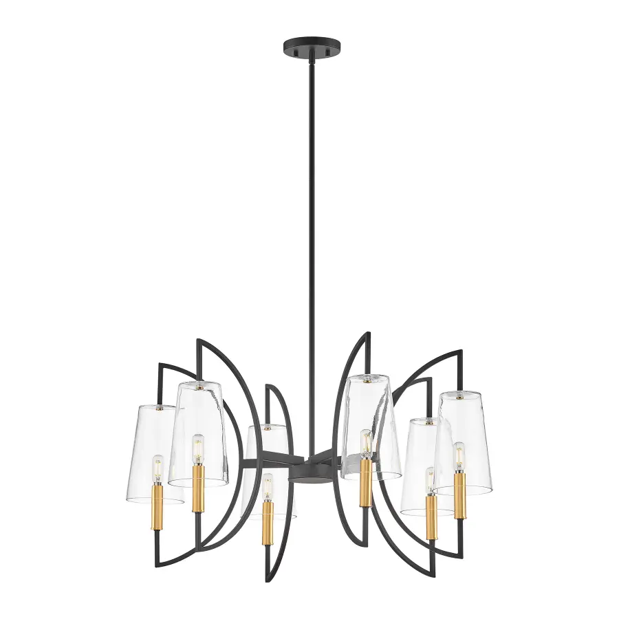 Hanley 6-Light Chandelier in Matte Black and Warm Brass - Image 3