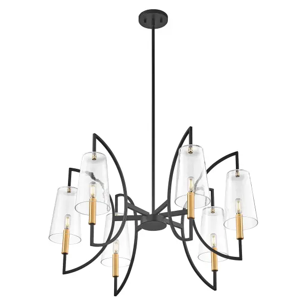 Hanley 6-Light Chandelier in Matte Black and Warm Brass - Image 4