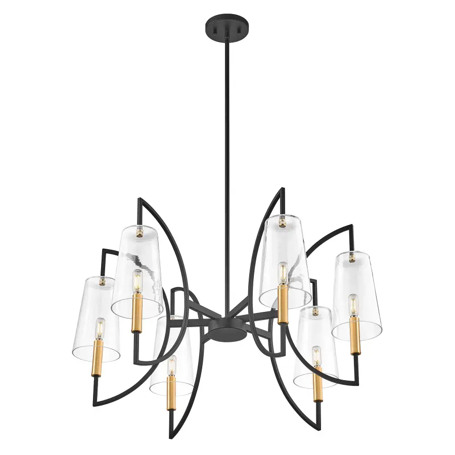 Hanley 6-Light Chandelier in Matte Black and Warm Brass - Image 4